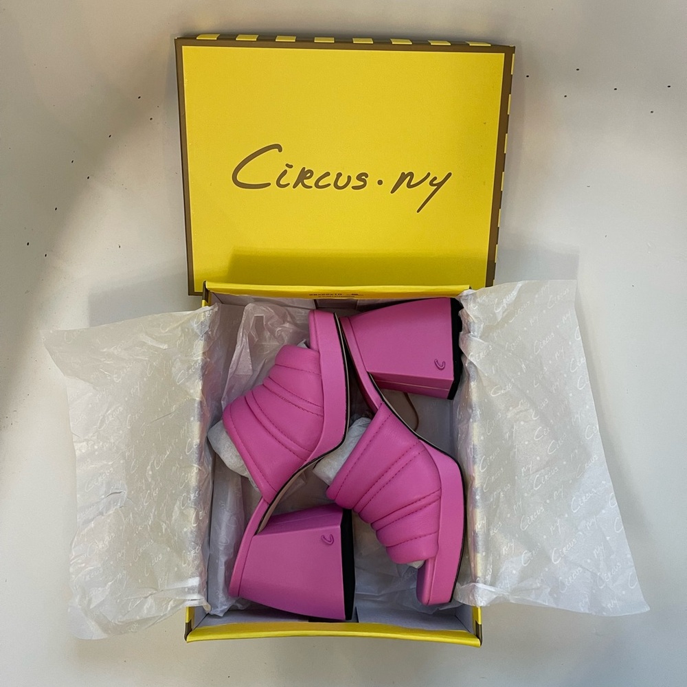 Circus NY by Sam Edelman Pink Crush Marlie Mules Heel Sandals - Picture 2 of 9